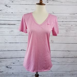Dri Fit Nike Women's Pink White Striped Tee Sz S